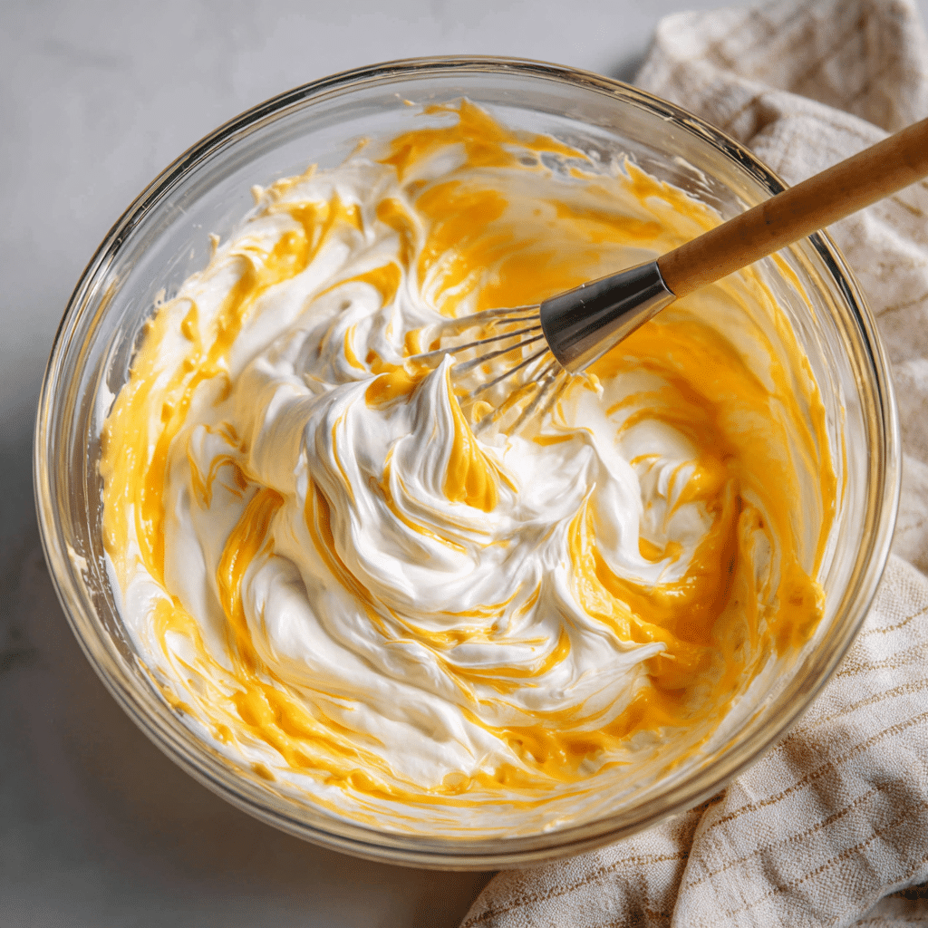 Mango Cheesecake Recipe: 1 Easy, Creamy No-Bake Delight 11 mixing mango cheesecake filling