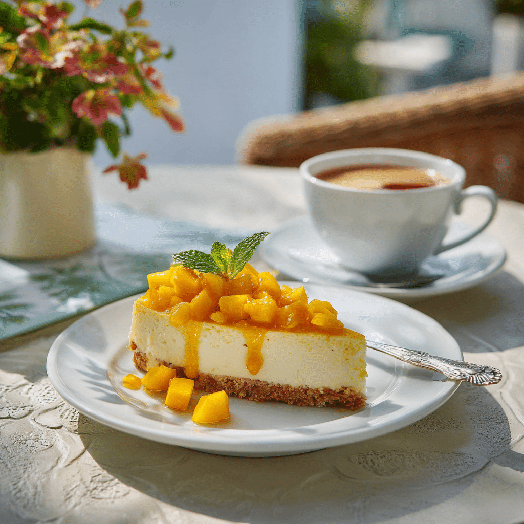 Mango Cheesecake Recipe: 1 Easy, Creamy No-Bake Delight 12 serving slice of mango cheesecake recipe