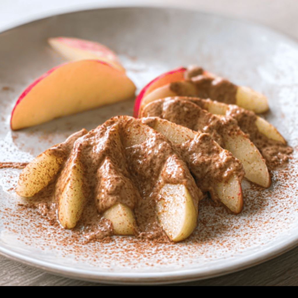 Apple & Almond Butter Snack: Healthy, Quick, and Delicious 12 Apple & almond butter snack with cinnamon on a white plate
