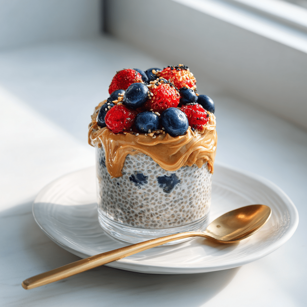 The Ultimate Protein Blueberry Peanut Butter Chia Pudding (Easy & Creamy) 14 chia pudding serving blueberry peanut butter