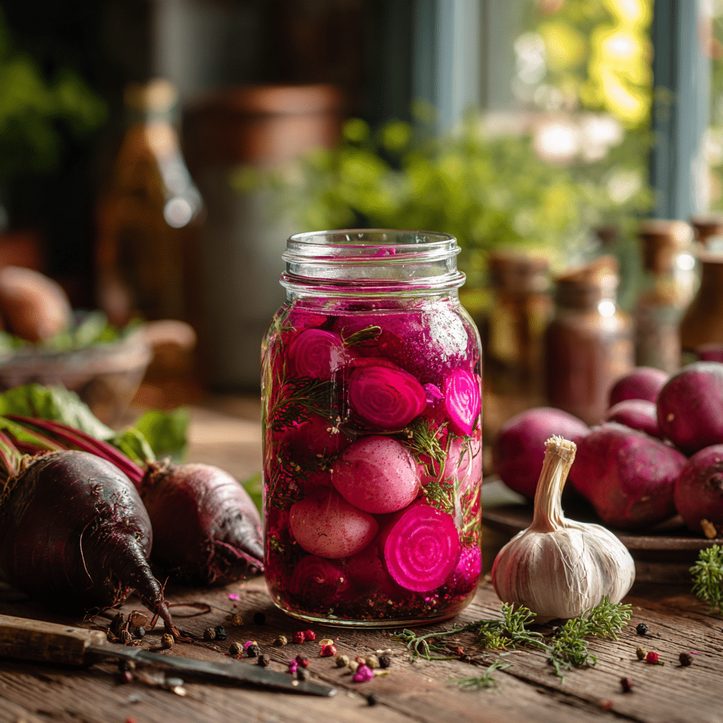 How to Make Perfect Pickled Eggs, Two Ways (Classic Beet & Spicy Kimchi) 10 Classic beet pickled eggs in glass jar