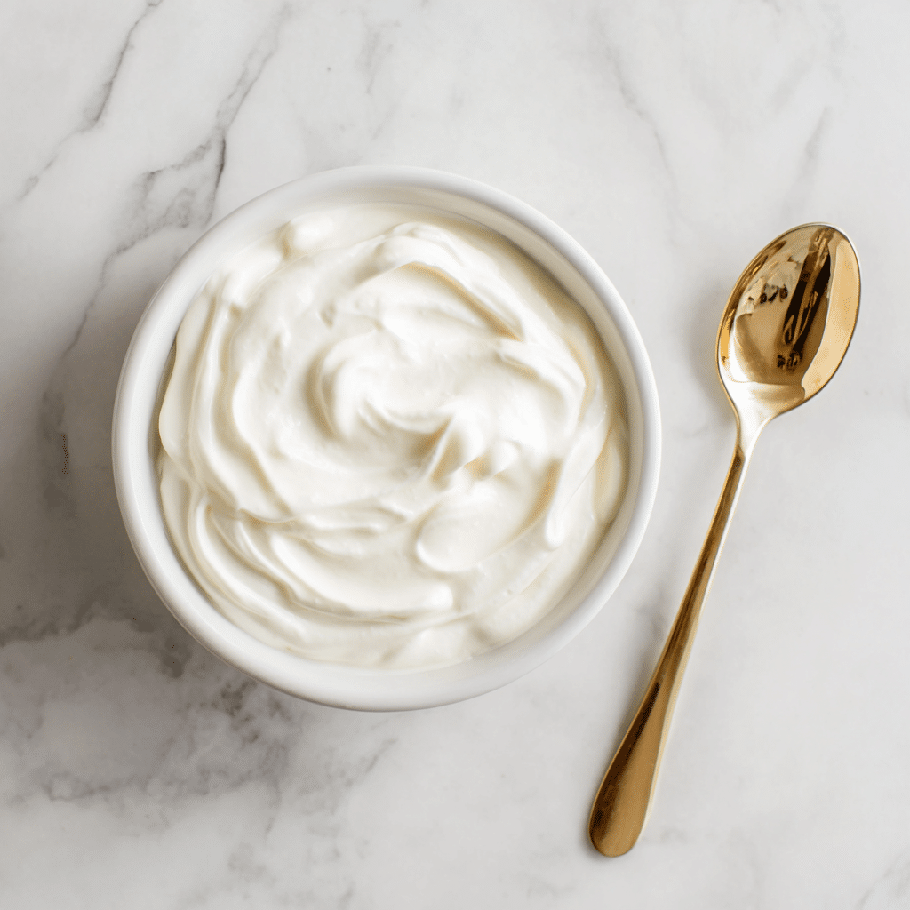 The Ultimate Greek Yogurt Bowl with 2-Ingredient Raspberry Chia Jam 18 Greek yogurt in serving bowl