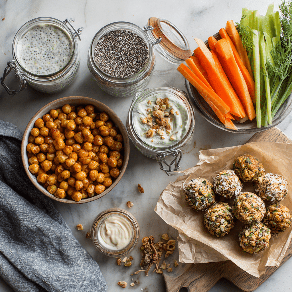 Gut-Friendly Protein Snacks: 25 Powerful Ideas Nutritionists Love 3 Homemade gut-friendly snacks including chia pudding and roasted chickpeas
