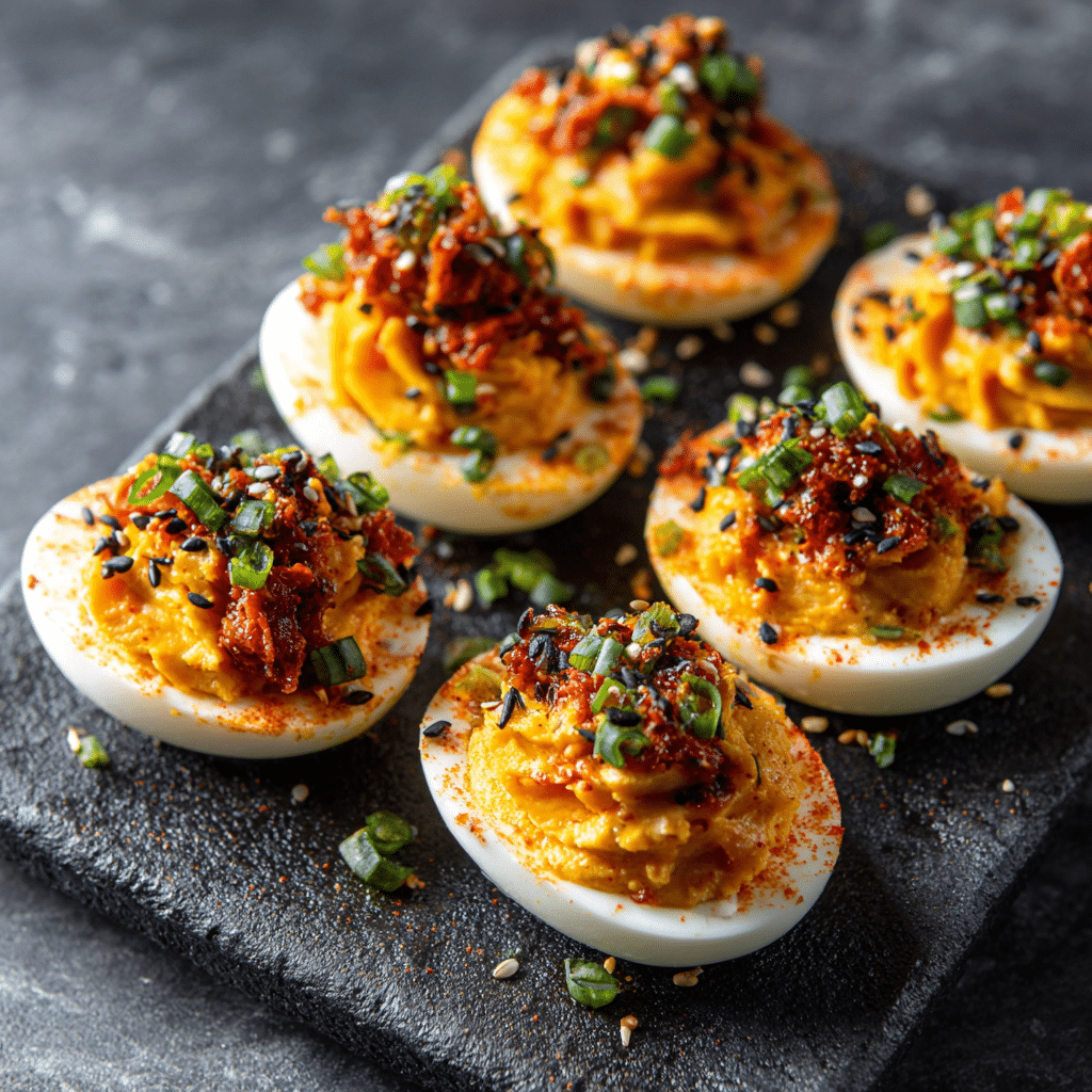 How to Make Perfect Pickled Eggs, Two Ways (Classic Beet & Spicy Kimchi) 14 Kimchi deviled eggs with spicy mayo filling