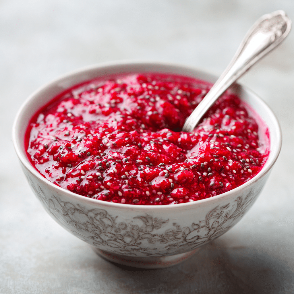 The Ultimate Greek Yogurt Bowl with 2-Ingredient Raspberry Chia Jam 17 Raspberry chia mixture in bowl