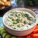 Savory Yogurt Veggie Dip Recipe That’s Bold and Creamy 13 Savory yogurt veggie dip with fresh vegetables on white board