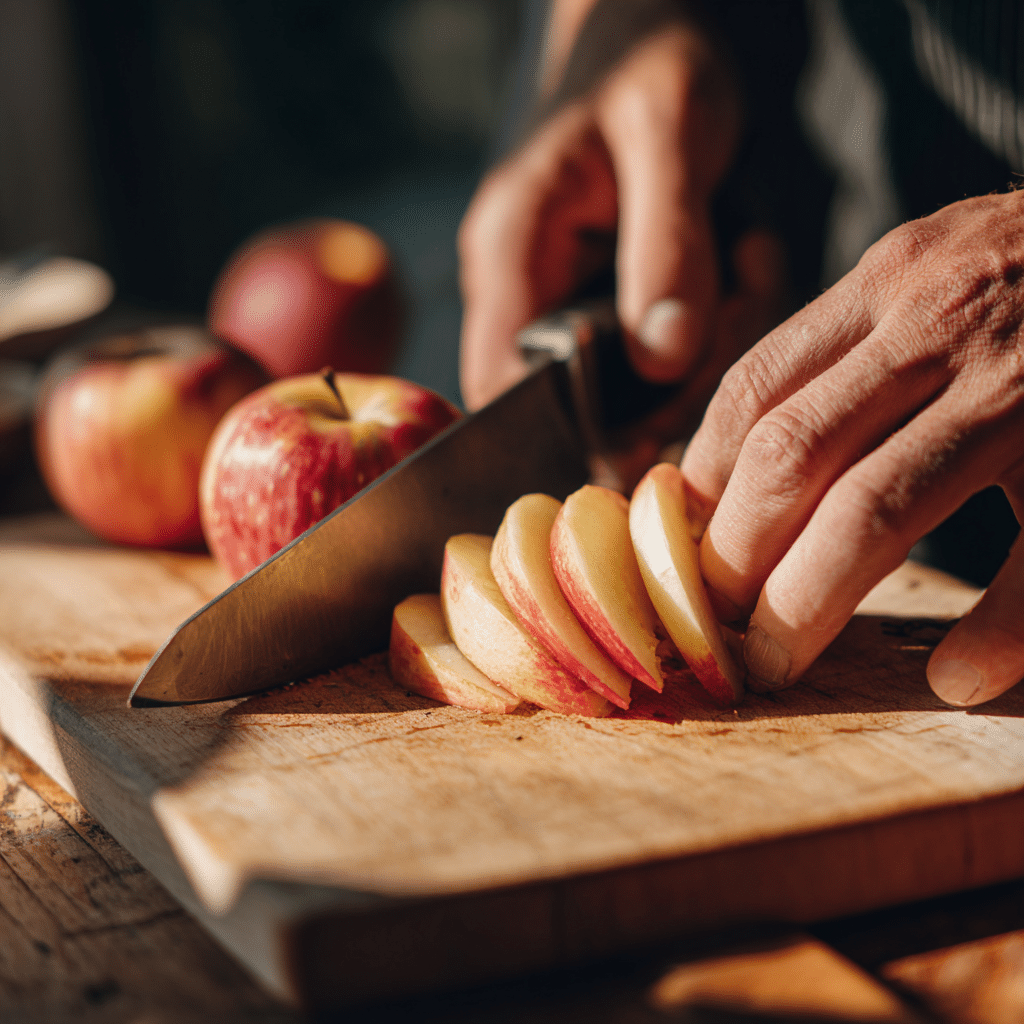 Apple & Almond Butter Snack: Healthy, Quick, and Delicious 15 Slicing fresh apple for snack prep