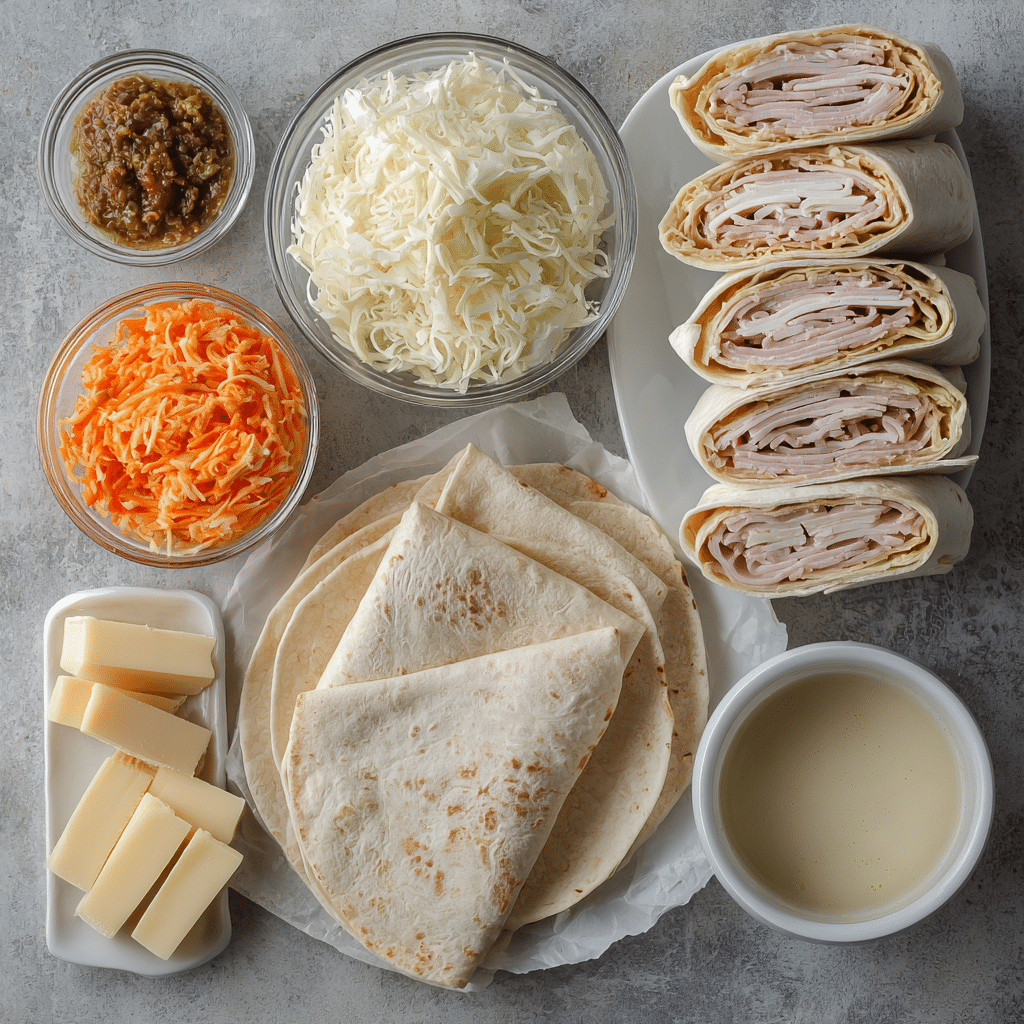 The Ultimate Turkey Roll-Ups with Sauerkraut (Easy Rachel Pinwheels) 12 Ingredients for turkey sauerkraut pinwheels