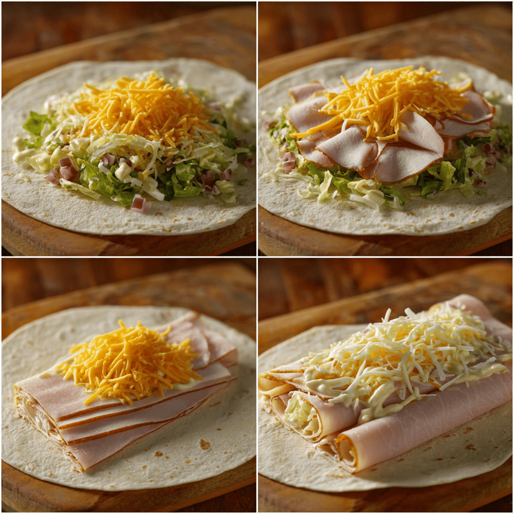 The Ultimate Turkey Roll-Ups with Sauerkraut (Easy Rachel Pinwheels) 13 Assembling turkey sauerkraut roll-ups