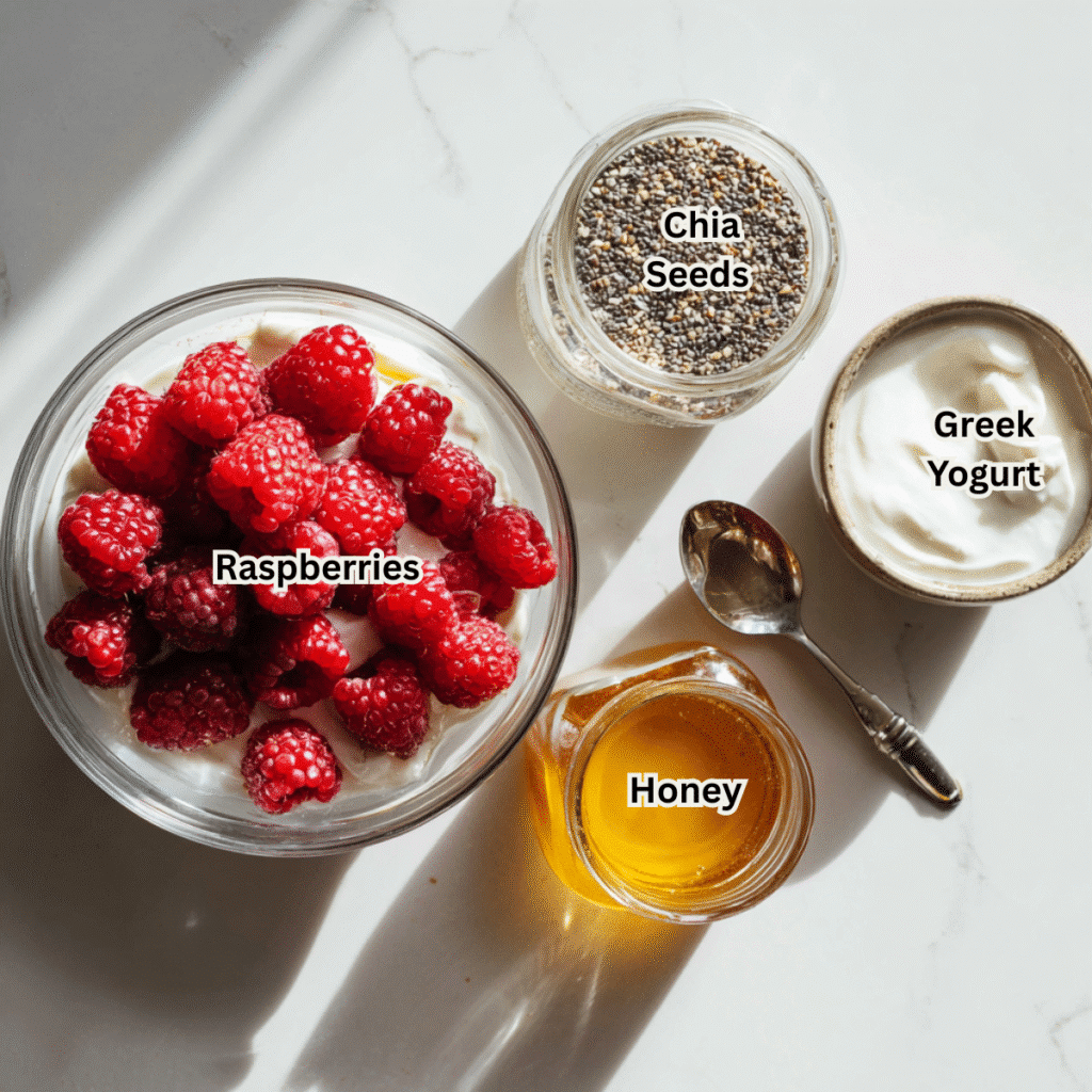 The Ultimate Greek Yogurt Bowl with 2-Ingredient Raspberry Chia Jam 16 Ingredients for Greek yogurt with chia seeds and berries
