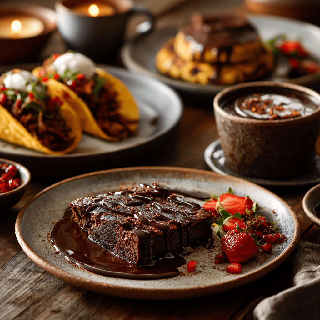 15-Minute Dinner Recipes with Chocolate featuring savory tacos and molten lava mug cake