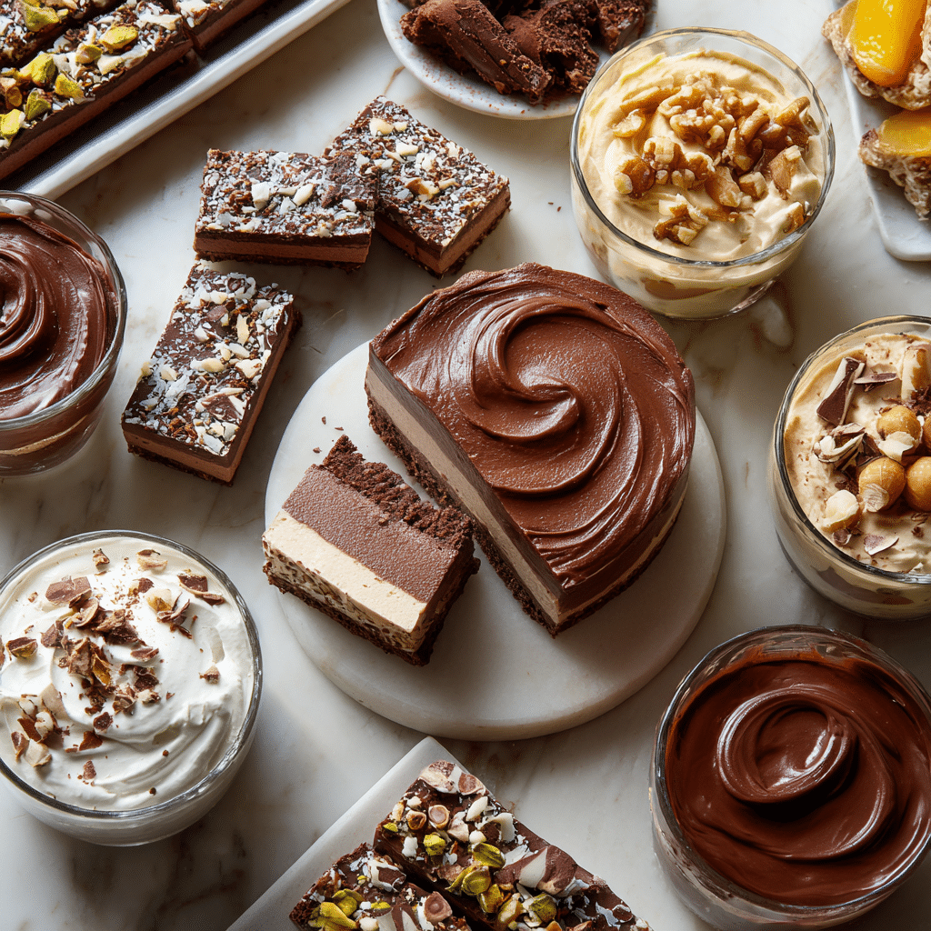 The Ultimate Guide to 15-Minute Dinner Recipes with Chocolate (Savory Dinners and Quick Desserts) 17 Assorted quick chocolate desserts including mousse, bark, and no-bake bars