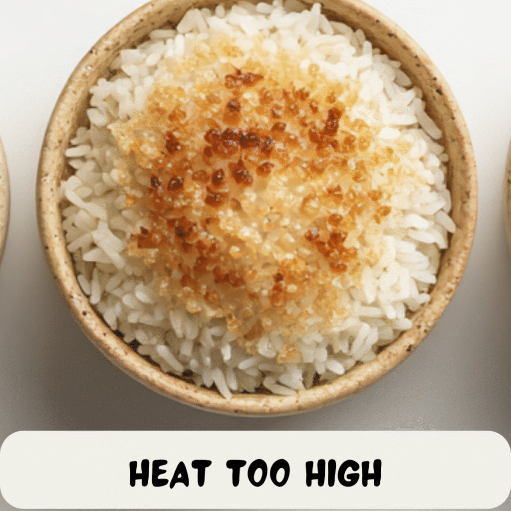 Perfect Steamed Rice Every Time: 4 Foolproof Cooking Methods 12 burnt bottom undercooked top heat too high