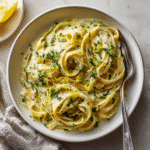 The Best Creamy Lemon Herb Pasta You'll Ever Make 14 Creamy lemon herb pasta in rustic bowl with lemon zest and herbs