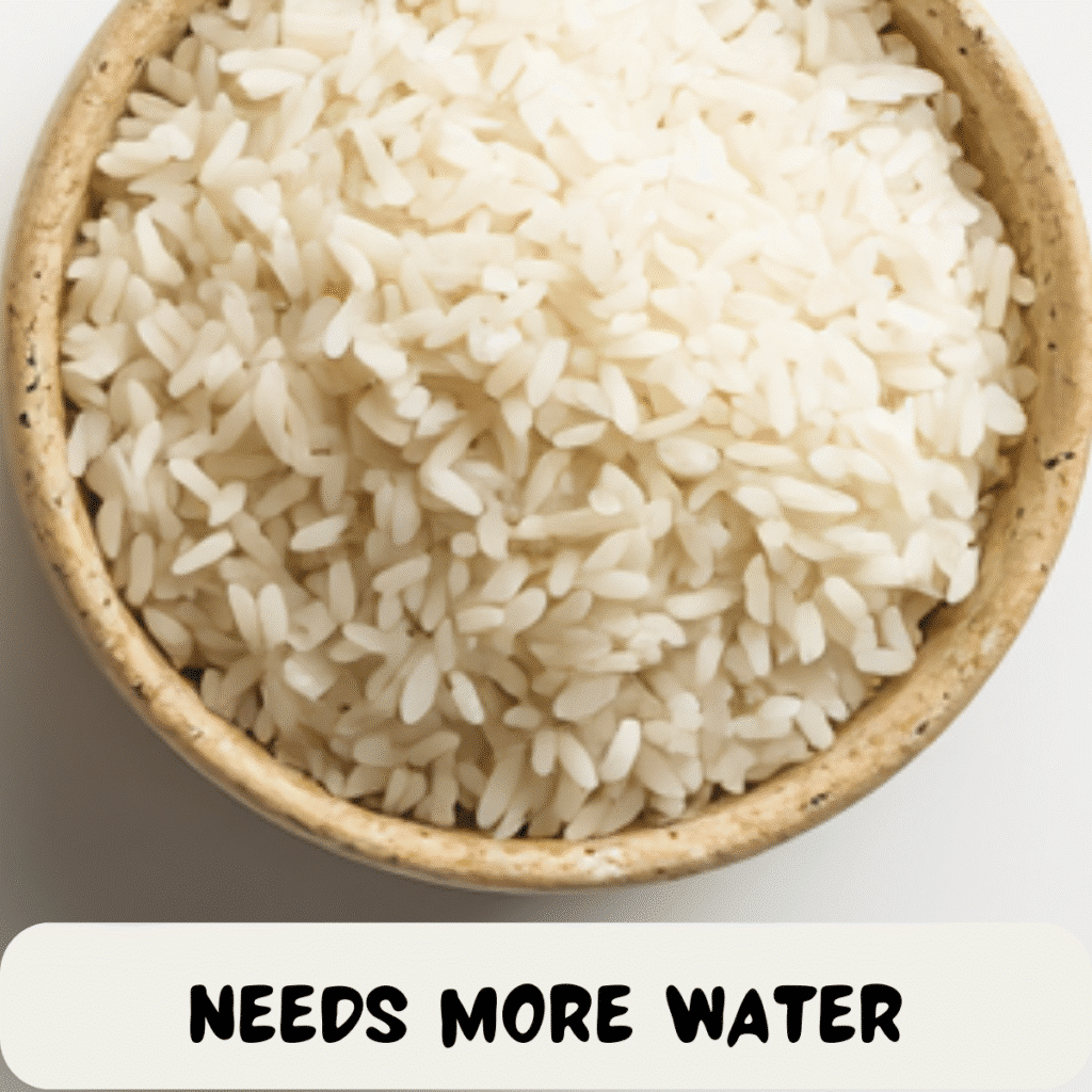 Perfect Steamed Rice Every Time: 4 Foolproof Cooking Methods 13 Dry hard steamed rice labeled needs more water