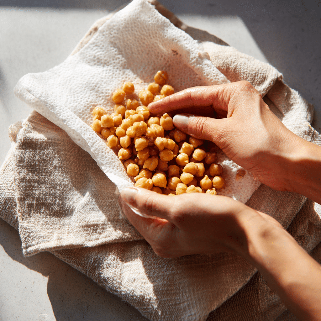 The Easiest, Crispiest Roasted Chickpeas (Oven or Air Fryer) 12 Drying chickpeas before roasting