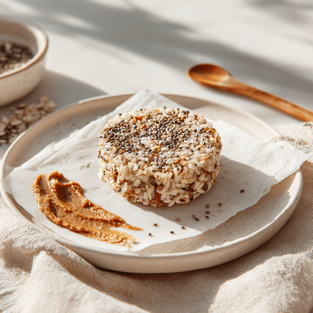Rice Cakes with Almond Butter and Crushed Chia Seeds (The Perfect 5-Minute Healthy Snack) 8 Final serving of rice cake with almond butter and crushed chia