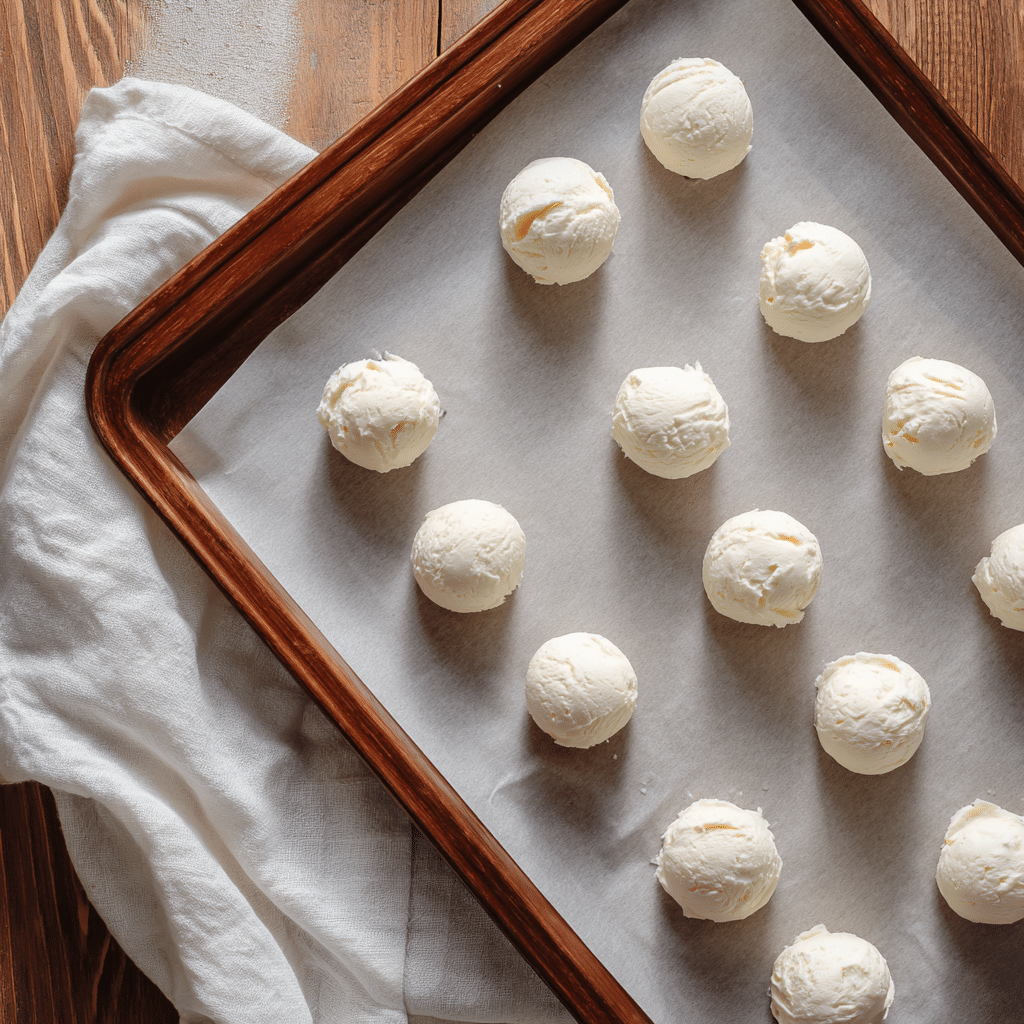 The Ultimate Chocolate Dipped Frozen Yogurt Bites (4 Ways!) 15 yogurt bites on tray before freezing