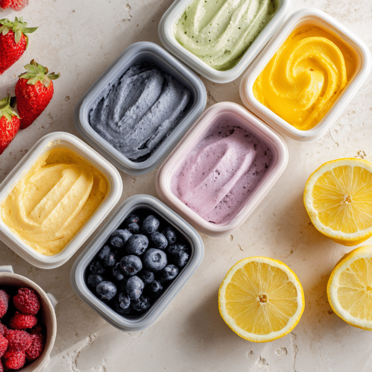 healthy frozen snacks for hot days with yogurt and fruit