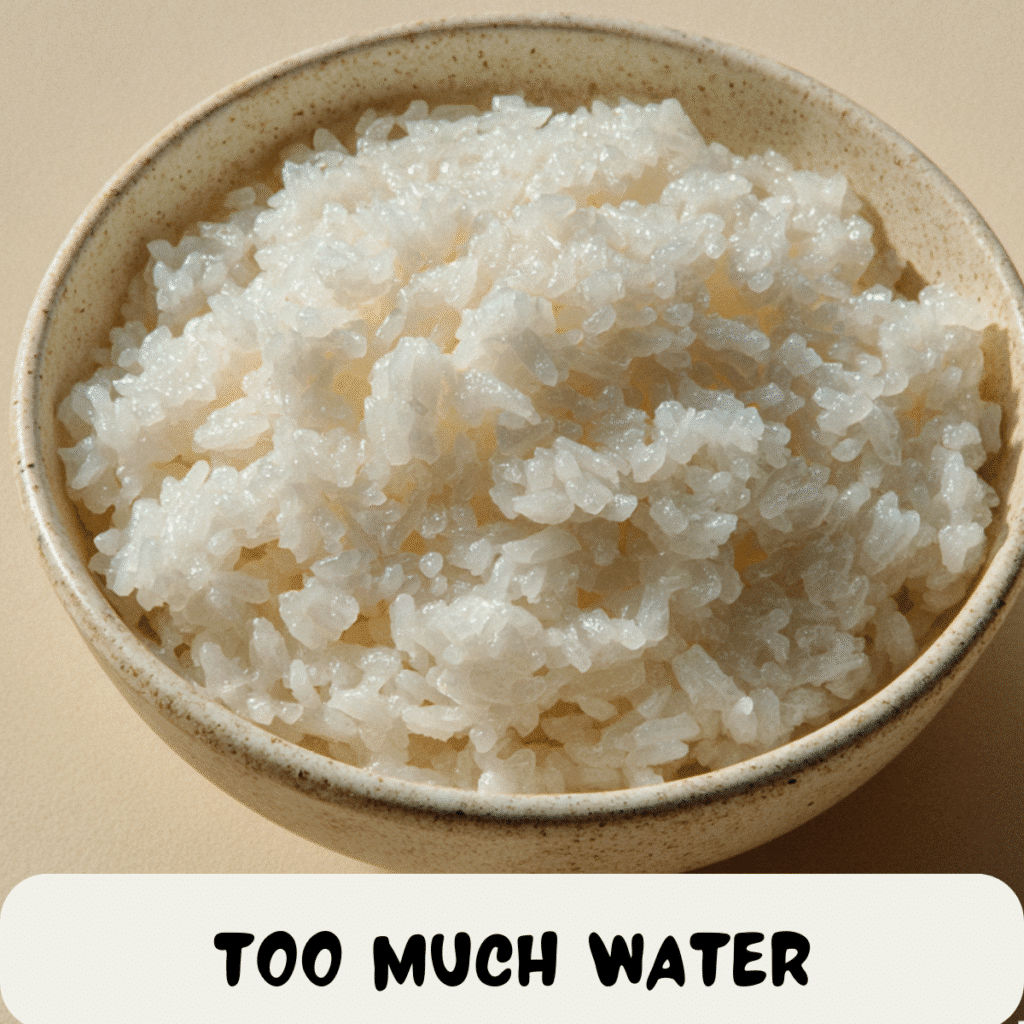 Perfect Steamed Rice Every Time: 4 Foolproof Cooking Methods 11 Gummy mushy steamed rice labeled too much water