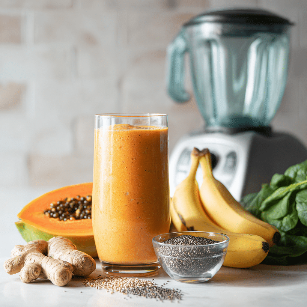 Gut-Friendly Smoothie Pack ingredients on counter