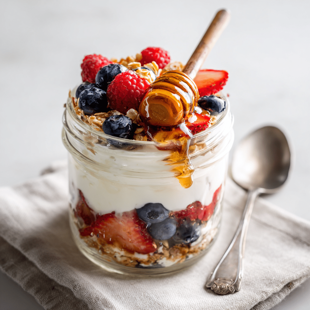 Healthy Yogurt Parfait Cups Recipe (Meal Prep Friendly) 12 Healthy yogurt parfait cups recipe with fresh berries and granola