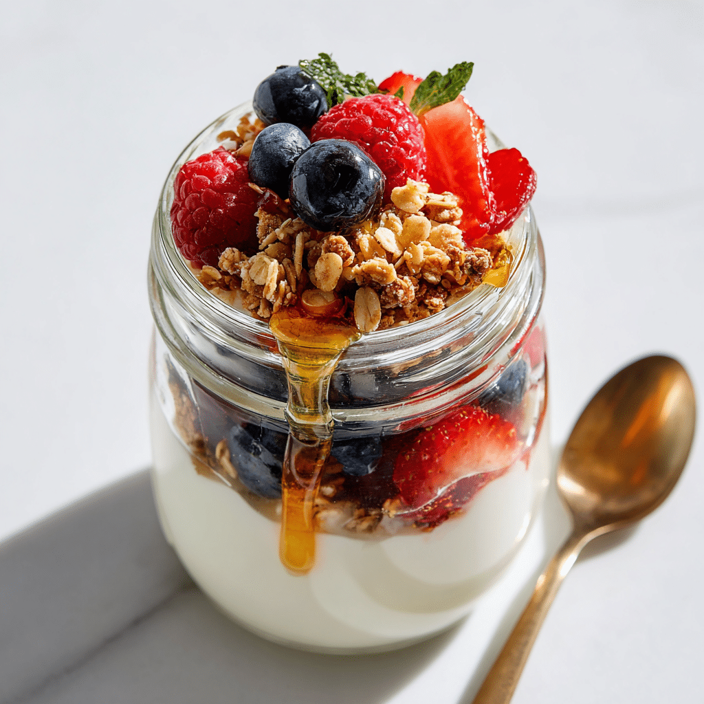Healthy Yogurt Parfait Cups Recipe (Meal Prep Friendly) 17 Healthy yogurt parfait cup with berries and granola