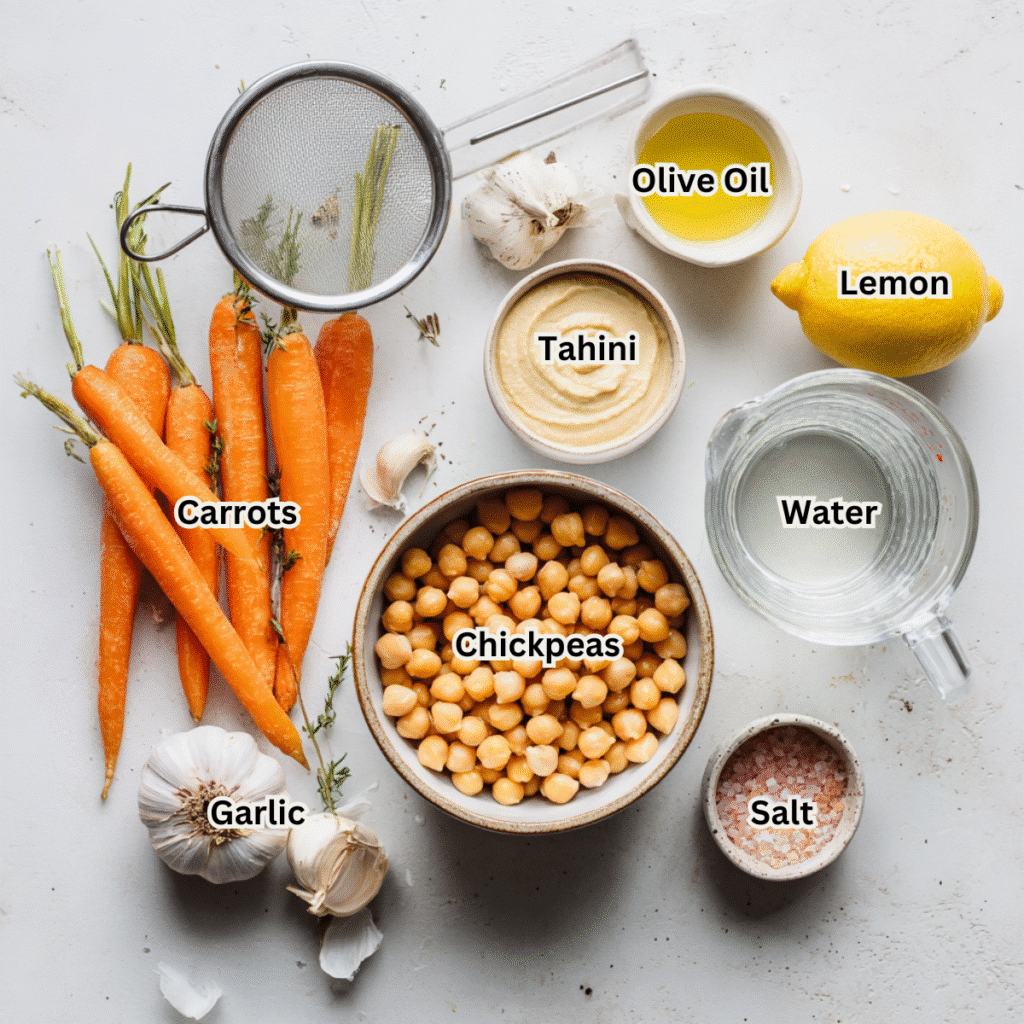 The Perfect Hummus with Carrot Sticks and Olives (Easy Recipe) 17 ingredients for hummus with carrots and olives