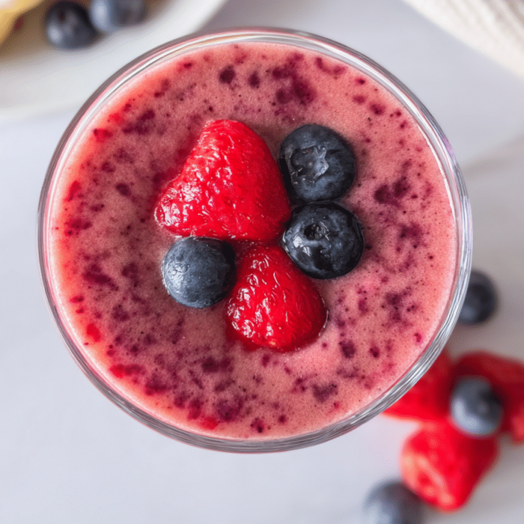 The Ultimate Protein-Packed Berry Kefir Smoothie 11 Kefir smoothie with protein powder and berries in a glass