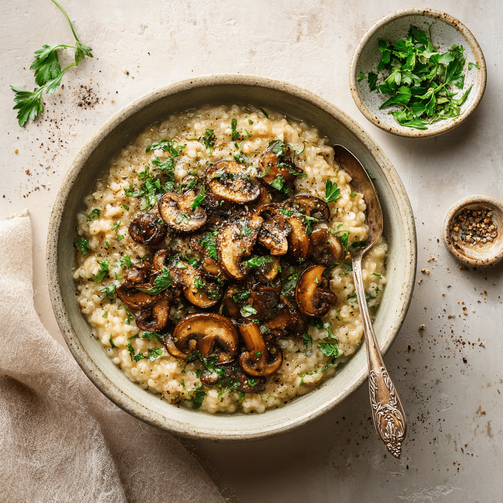 13 Low-Cost Dinners Using Oats (That Actually Taste Amazing) 10 mushroom and herb oat risotto in rustic bowl