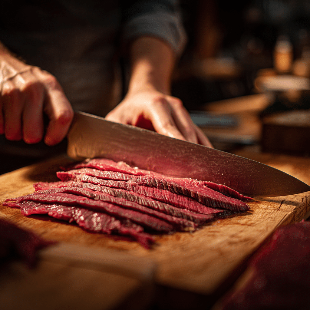How to Make Perfectly Tender Chinese Beef and Broccoli (The Secret is Velveting) 11 Slicing beef thinly for velveting