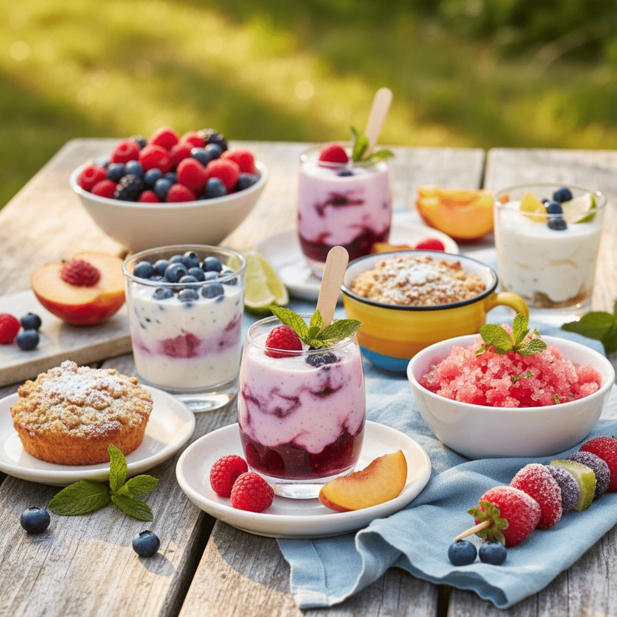 Summer desserts under 100 calories with fruit and yogurt