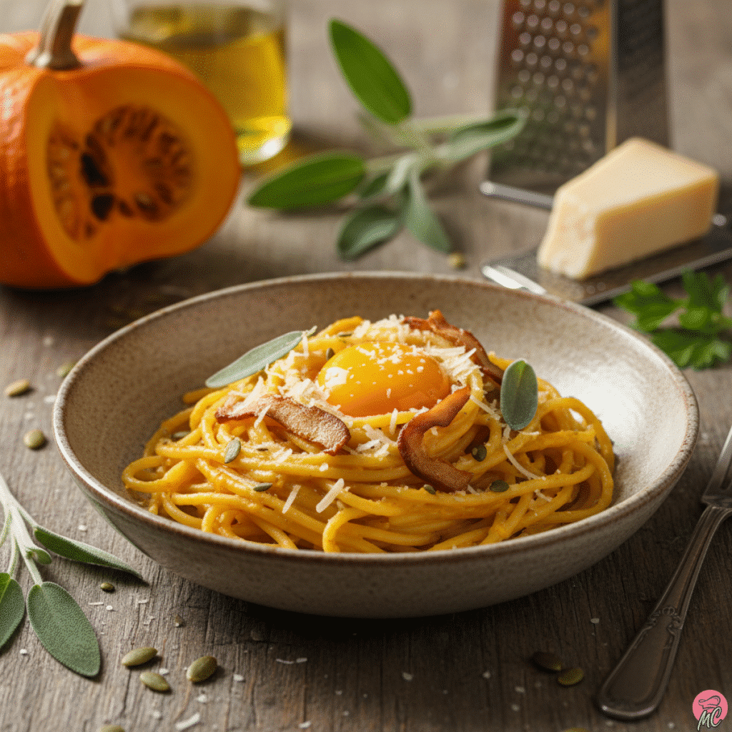 Pumpkin Carbonara Pasta: Creamy, Cozy, and Surprisingly Simple 9 Pumpkin Carbonara Pasta Final Plating and Serving