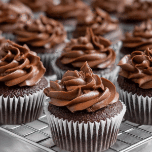 best mini chocolate cupcakes recipe with buttercream and ganache