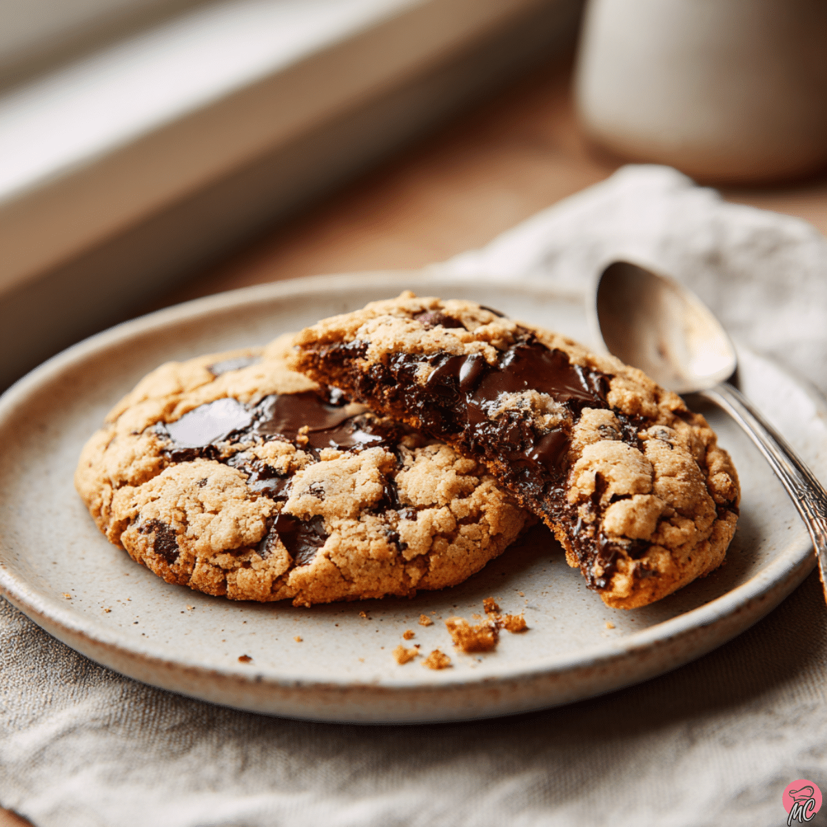 chocolate chip cookies single serving on a plate