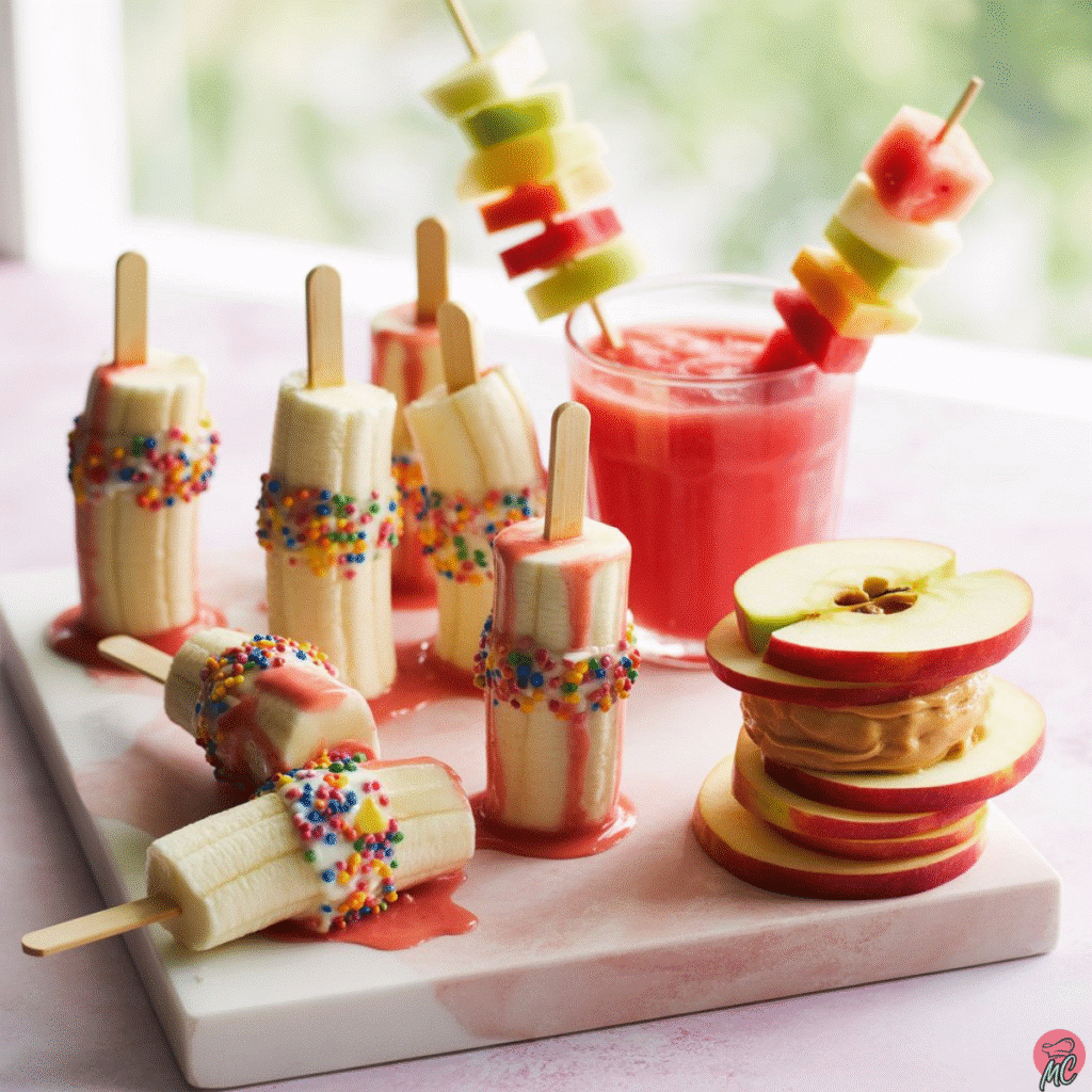 25+ No Bake Easy Snacks for Kids That Parents Will Love Too 4 frozen fruit snacks for kids like banana pops and fruit skewers