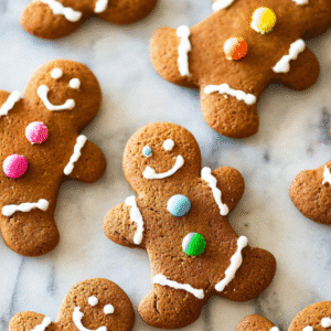 Soft & Chewy Gingerbread Cookies Recipe 2 Assortment of festive, icing-decorated gingerbread men cookies, ideal for a homemade gingerbread cookies recipe.