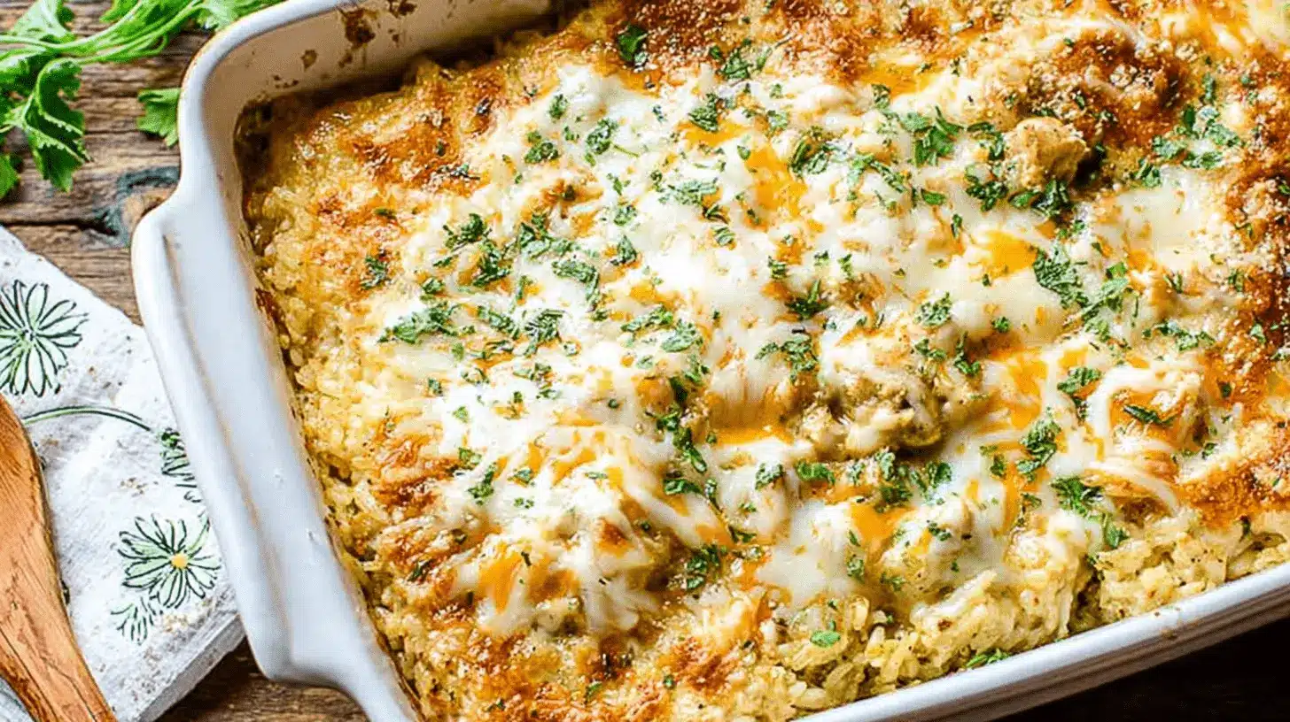 One-Pan Cheesy Chicken and Rice Casserole